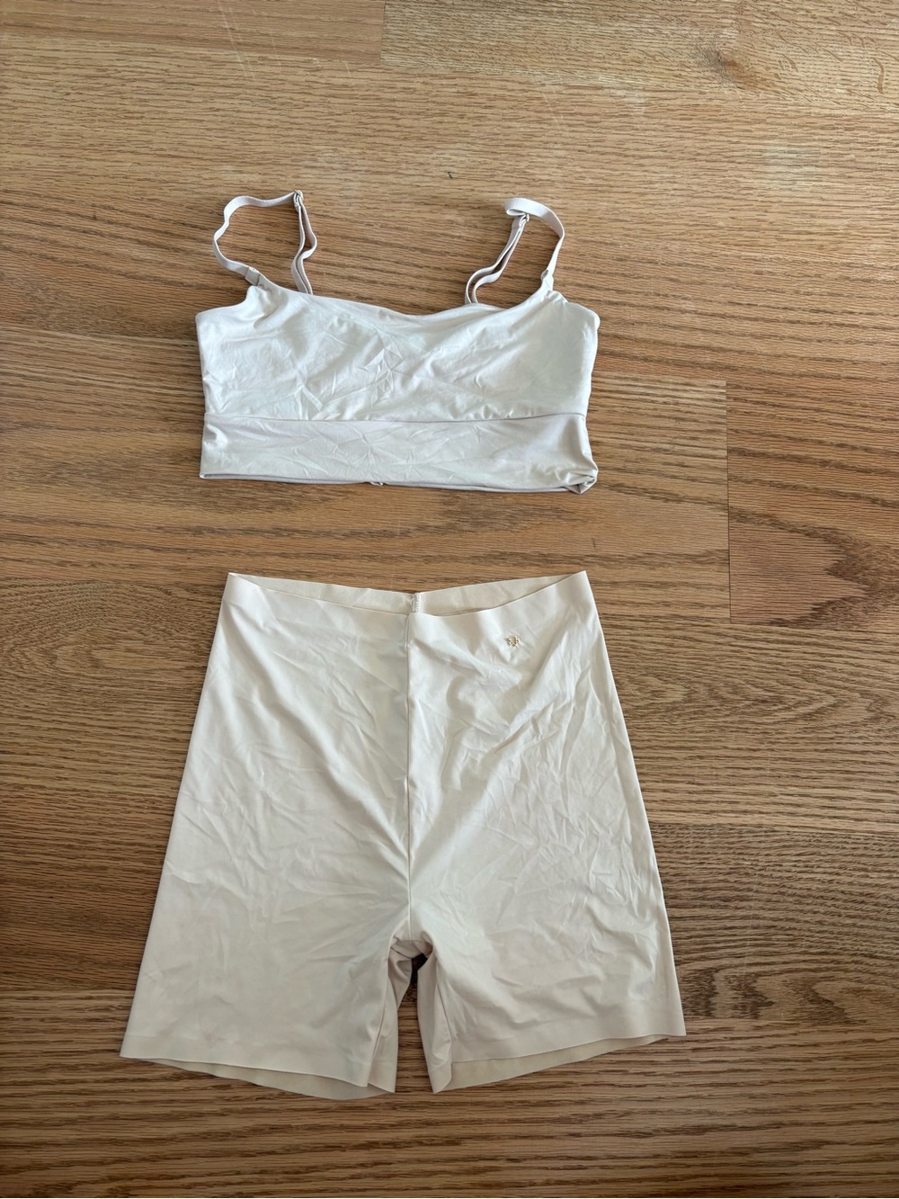 Cream Brami & High-Waist Shorts Set